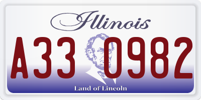 IL license plate A330982