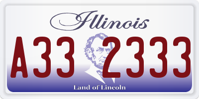 IL license plate A332333
