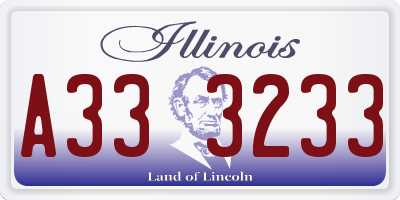 IL license plate A333233