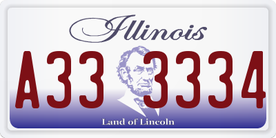 IL license plate A333334