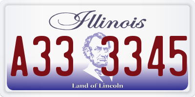 IL license plate A333345