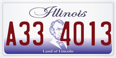 IL license plate A334013