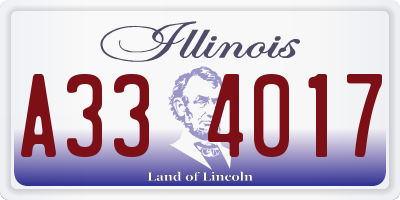 IL license plate A334017