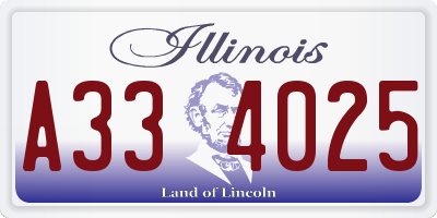 IL license plate A334025
