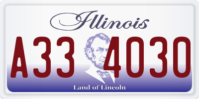 IL license plate A334030