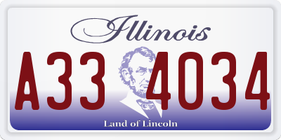 IL license plate A334034