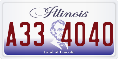 IL license plate A334040