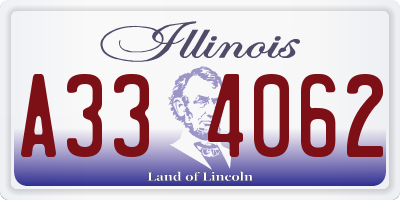 IL license plate A334062