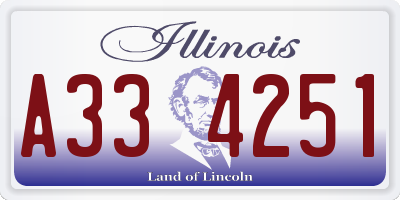 IL license plate A334251