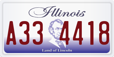 IL license plate A334418