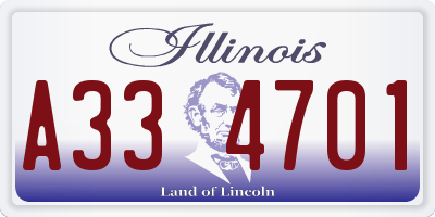 IL license plate A334701