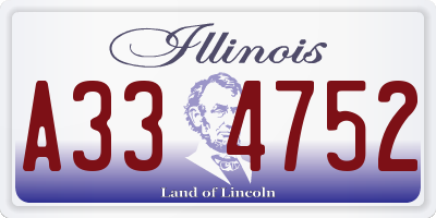 IL license plate A334752