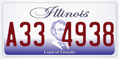 IL license plate A334938