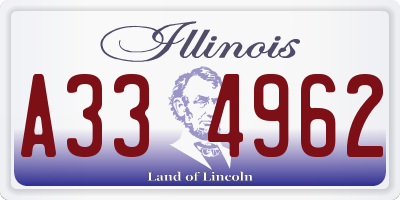 IL license plate A334962