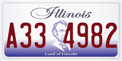 IL license plate A334982