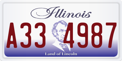 IL license plate A334987