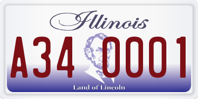 IL license plate A340001