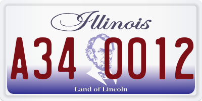 IL license plate A340012