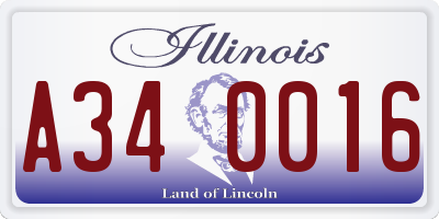 IL license plate A340016