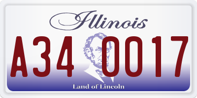 IL license plate A340017