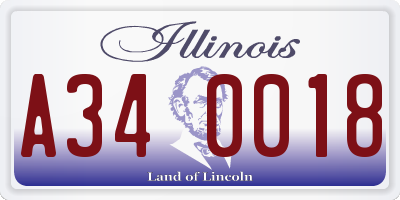 IL license plate A340018