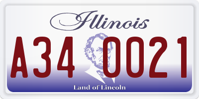 IL license plate A340021