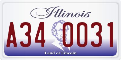 IL license plate A340031