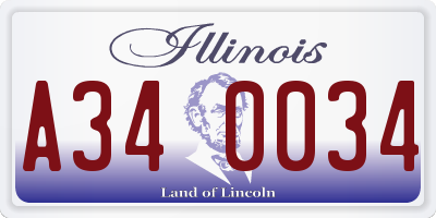 IL license plate A340034