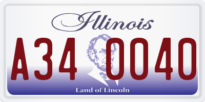 IL license plate A340040