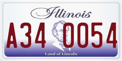 IL license plate A340054