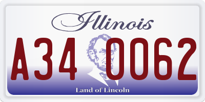 IL license plate A340062