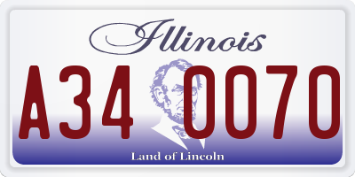 IL license plate A340070