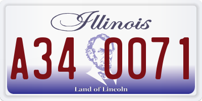 IL license plate A340071