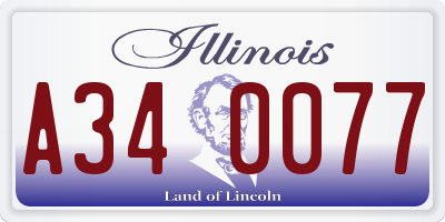 IL license plate A340077