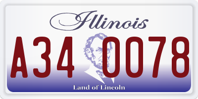 IL license plate A340078