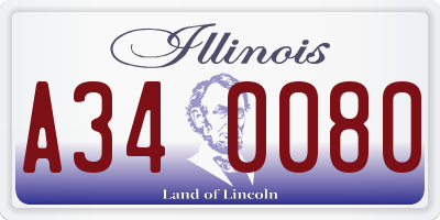 IL license plate A340080