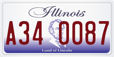 IL license plate A340087