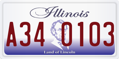 IL license plate A340103