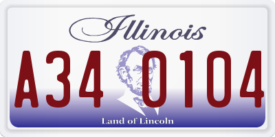 IL license plate A340104