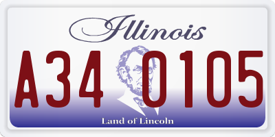 IL license plate A340105