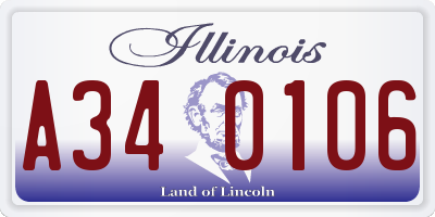IL license plate A340106