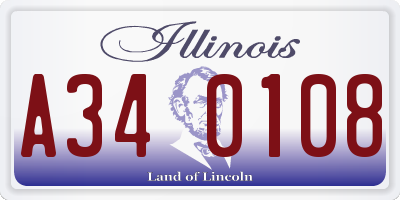IL license plate A340108
