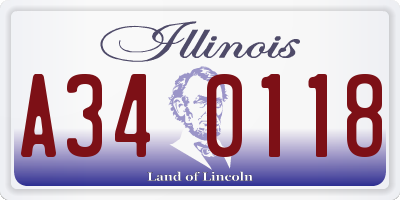 IL license plate A340118
