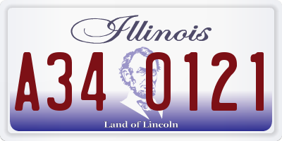 IL license plate A340121