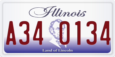 IL license plate A340134