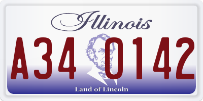IL license plate A340142