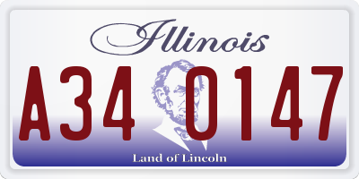 IL license plate A340147