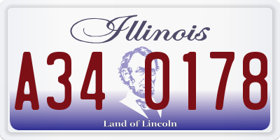 IL license plate A340178