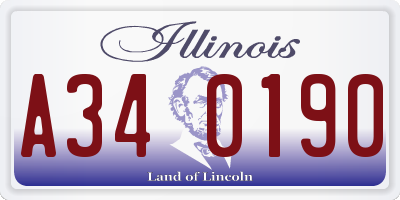 IL license plate A340190
