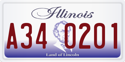 IL license plate A340201